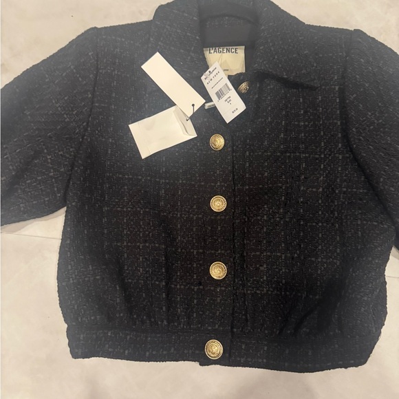 L'AGENCE Black Jacket with Gold Buttons - Picture 2 of 2